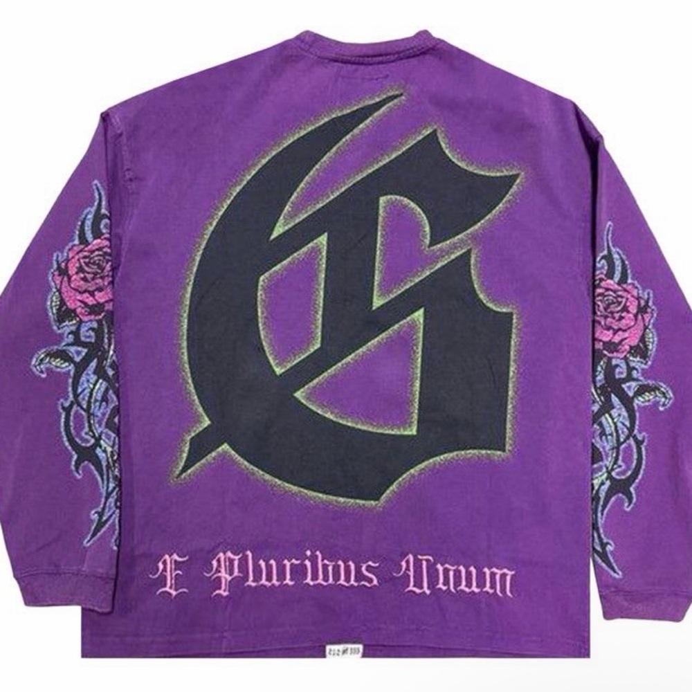 Vibrant Purple Graphic Long Sleeve Tee